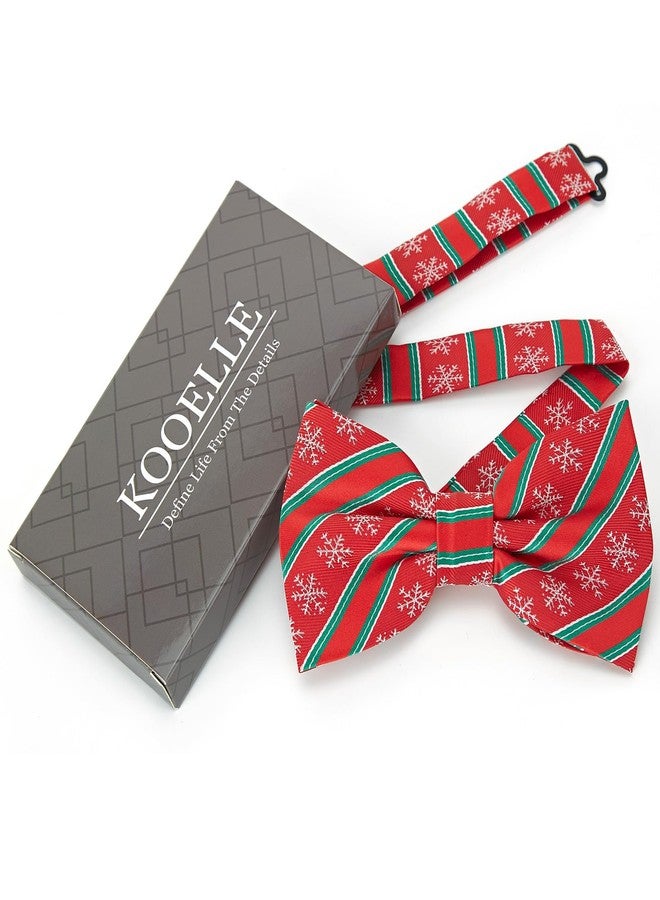 KOOELLE Christmas Bow Tie For Men - Red and Green Holiday BowTie, Christmas Snowflake BowTies - Image 5